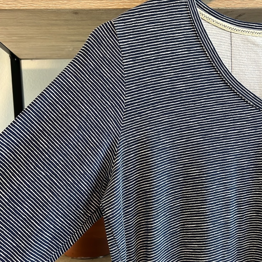 L.L. Bean Stretch Organic Cotton Jersey Long Sleeve Striped Dress w/Pockets, XS - Picture 3 of 7